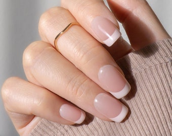 2026 Handmade French Tip Press On Nails: Natural Looking No Measuring Required Gel Nails
