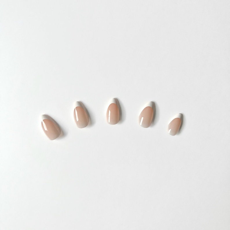 30pcs Almond Short Press on Nails French Natural Gel - Etsy