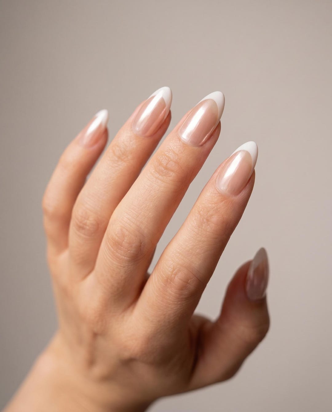 30pcs Natural Looking Press on Nails • Almond Short French Tip