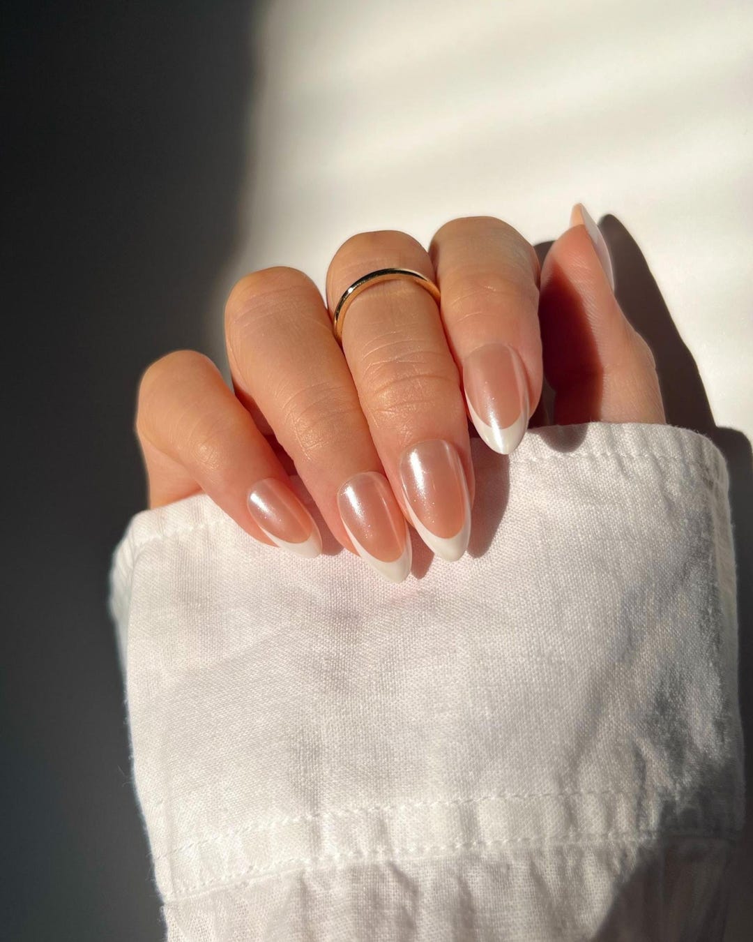 Glazed Pearl Press on Nails • Short Almond Nude, 30pcs - Etsy