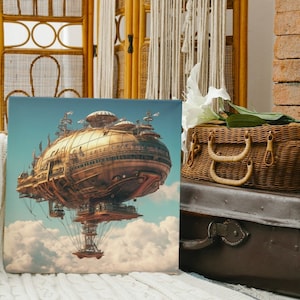 Digital Art Airship Steampunk Wall Print Dgital Airship Poster