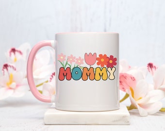 cute flower mug for girls, Wildflowers, coffee, Gift For mom, Teacup, Floral Nature, Gardener Lover, idea, mommy, mama, Christmas, favorite