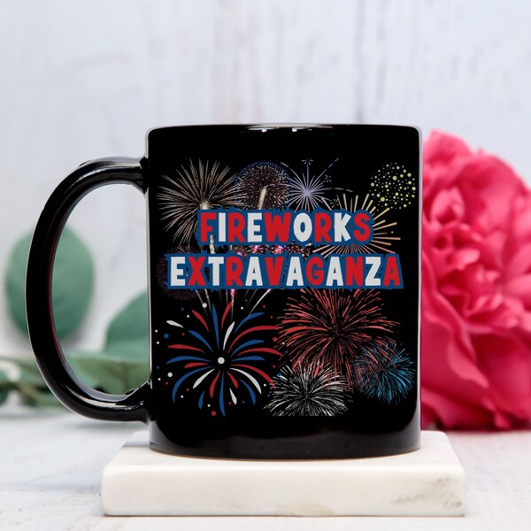 4th of july mug, Patriotic, coffee, Gift, Independence Day, USA, happy, teacup, fireworks extravaganza, celebration, best, cool, cute colors