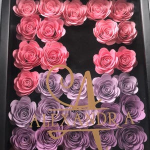 Personalized Paper Flower Shadow Box | Custom Name Gift for Baby Showers, or Nursery Decor | Handmade Floral Keepsake Frame