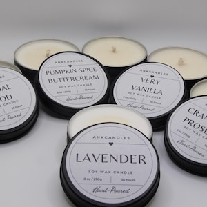 2 oz Candle Gift | Wedding Favors | Candle Favors | Bulk Candles | Shower Favors | Black Candle Tin | Cotton Wick