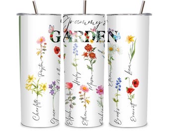Personalized Floral Garden Tumbler - Custom Stainless Steel Travel Mug