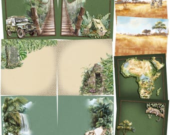 Jungle Safari - EZ Background Pages Digital Scrapbooking - Canva