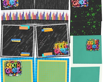 Back to School Boy Collection 2 - EZ Background Page Bundle - Digital Scrapbooking Canva