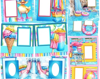 Waterpark - EZ Digital Scrapbooking Quick Page Bundle - Canva