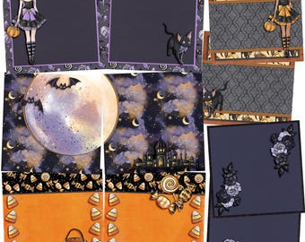 Halloween Moonlight - Digital Scrapbook - EZ Background Page Bundle - Canva