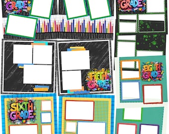 Back to School Boy Collection 2 - EZ Digital Quick Page Bundle - Digital Scrapbooking - Canva