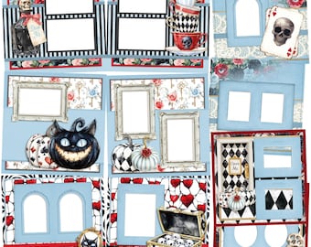 Haunted Alice - EZ Digital Quick Page Bundle - Digital Scrapbooking - Canva