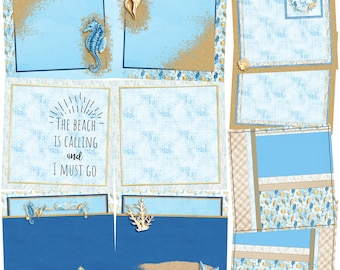 Sand & Sea - EZ Background Page Digital Scrapbook Bundle - Canva