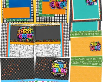 Back to School Boy Collection 1 - EZ Background Page Bundle - Digital Scrapbooking Canva
