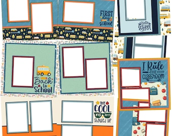 Back to School Blue - EZ Digital Quick Page Bundle - Digital Scrapbooking - Canva