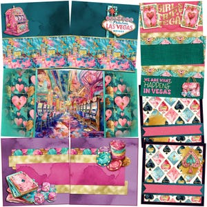Viaggio tra ragazze a Las Vegas - Scrapbooking digitale - Pacchetto di pagine di sfondo EZ - Canva