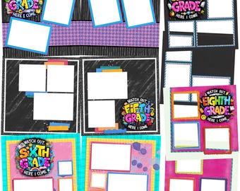 Back to School Girl Collection 2 - EZ Digital Quick Page Bundle - Digital Scrapbooking - Canva