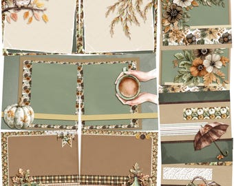 Autumn Gallery - EZ Background Page Bundle - Digital Scrapbooking Canva