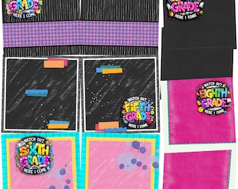 Back to School Girl Collection 2 - EZ Background Page Bundle - Digital Scrapbooking Canva
