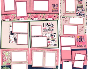 Pink Apple School - EZ Digital Quick Page Bundle - Digital Scrapbooking - Canva
