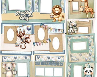 Birthday Boy Animals - EZ Digital Quick Page Bundle Scrapbooking - Canva