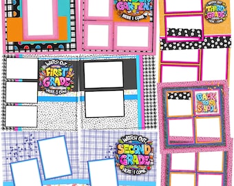 Back to School Girl Collection 1 - EZ Digital Quick Page Bundle - Digital Scrapbooking - Canva