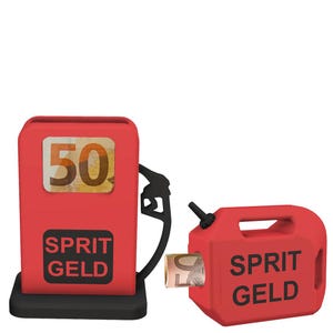 Spritgeld Geldgeschenk Verpackung – 3D Tanksäule & Kanister – Kreative Geschenkidee für Tankgutscheine, Führerschein, Auto oder Freunde.