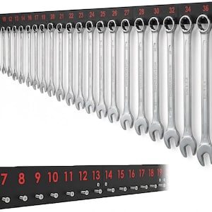 R-Satz Shop Schraubschlüssel Halterung Wand passend für Ringschlüssel Maulschlüssel Größe 6 – 36 inklusive Flaschenöffner Halter