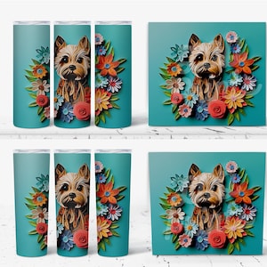 Yorkshire Terrier Lover's Dream - Quilled Tumbler Wrap PNG per un piacere sorseggiando alla moda!