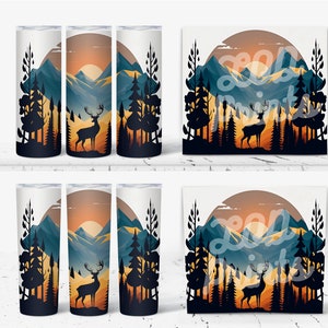 Forêt gracieuse : enveloppe de gobelet silhouette de cerf (téléchargement PNG)