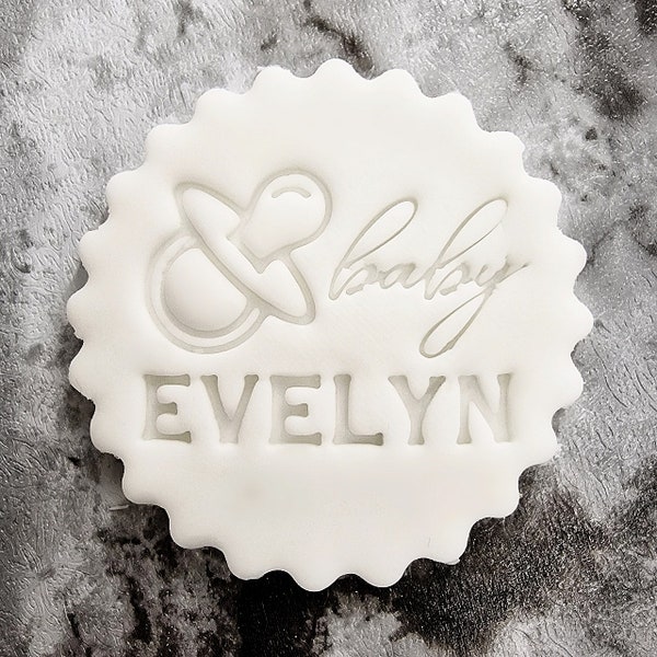 Personalised Name Baby Stamp with Dummy Bottle Bear Toy Feet Baby Sleeping Baby Shower Cookie Embosser Fondant Icing Biscuit Cake