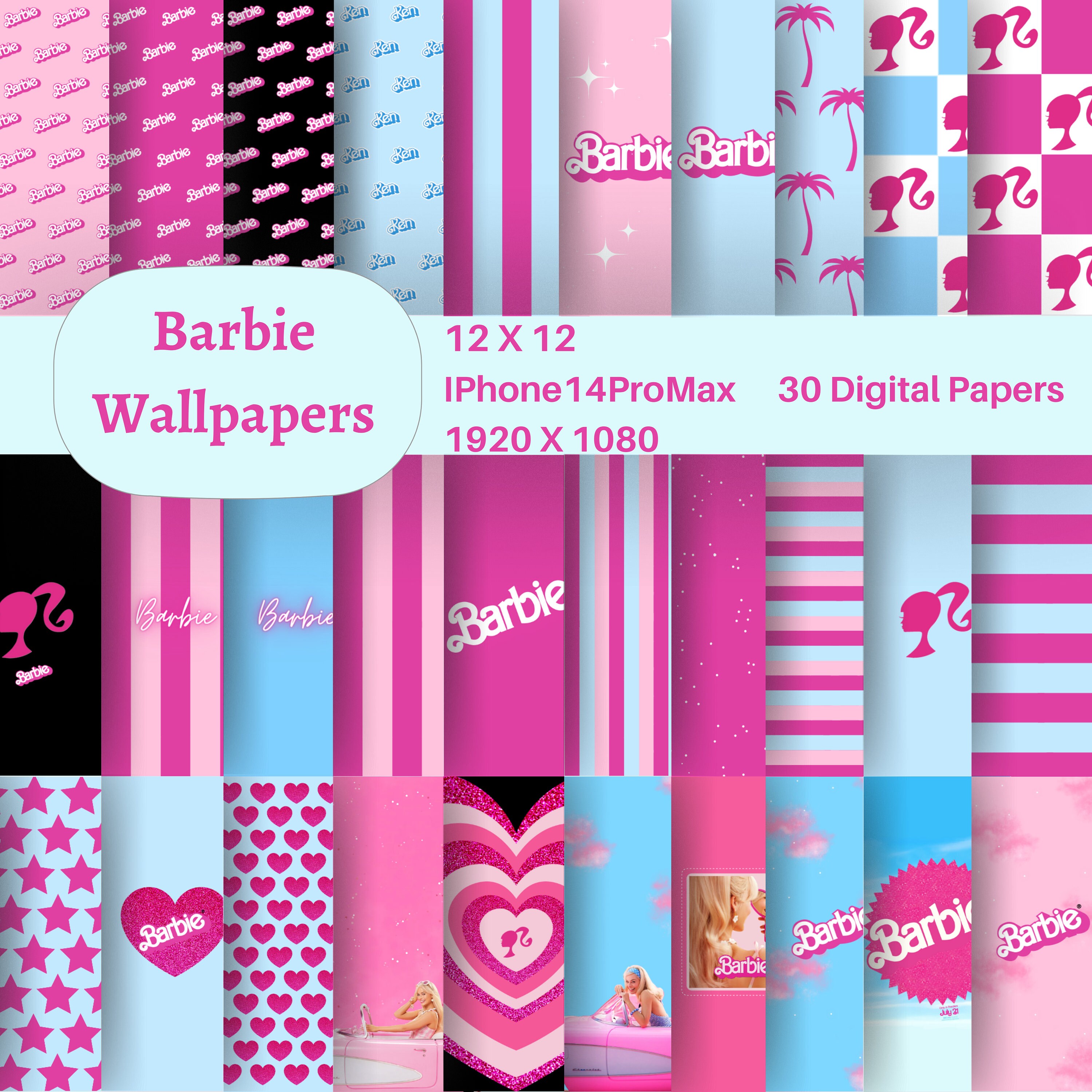 Barbie Digital Wallpapers Printable for - Etsy Canada