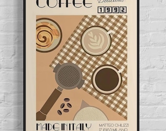 Frühstück Poster | Digitaler minimalistischer Retro-Stil | Vintage Kunstdruck für Kaffeeliebhaber | Moderne Wohndekoration, perfekt für dein Küchen Ambiente