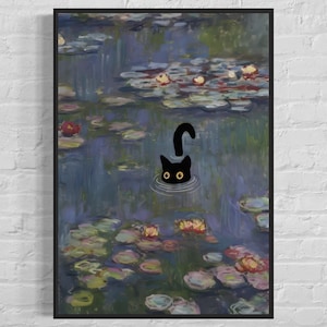 Henri Matisse Cat Print|Funny cat minimalist feline print cat poster for cat lovers |Vivid colorful retro vintage|Contemporary illustration