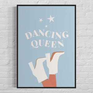 Póster de Dancing Queen, lámina artística para adolescentes con botas de mujer, arte mural disco retro, ilustración con frase divertida, decoración para amantes de la música de los 70