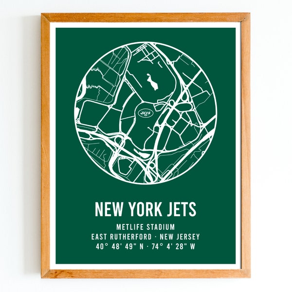 Modern New York Jets Metlife Map Print |  NFL Stadium Map | NFL Gift | Gift for Football Fan | Instant Downloadable PDF