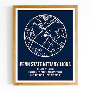 Modern Penn State Nittany Lions Beaver Stadium Print |  College Football Stadium Map | Gift for Football Fan | Instant Downloadable PDF