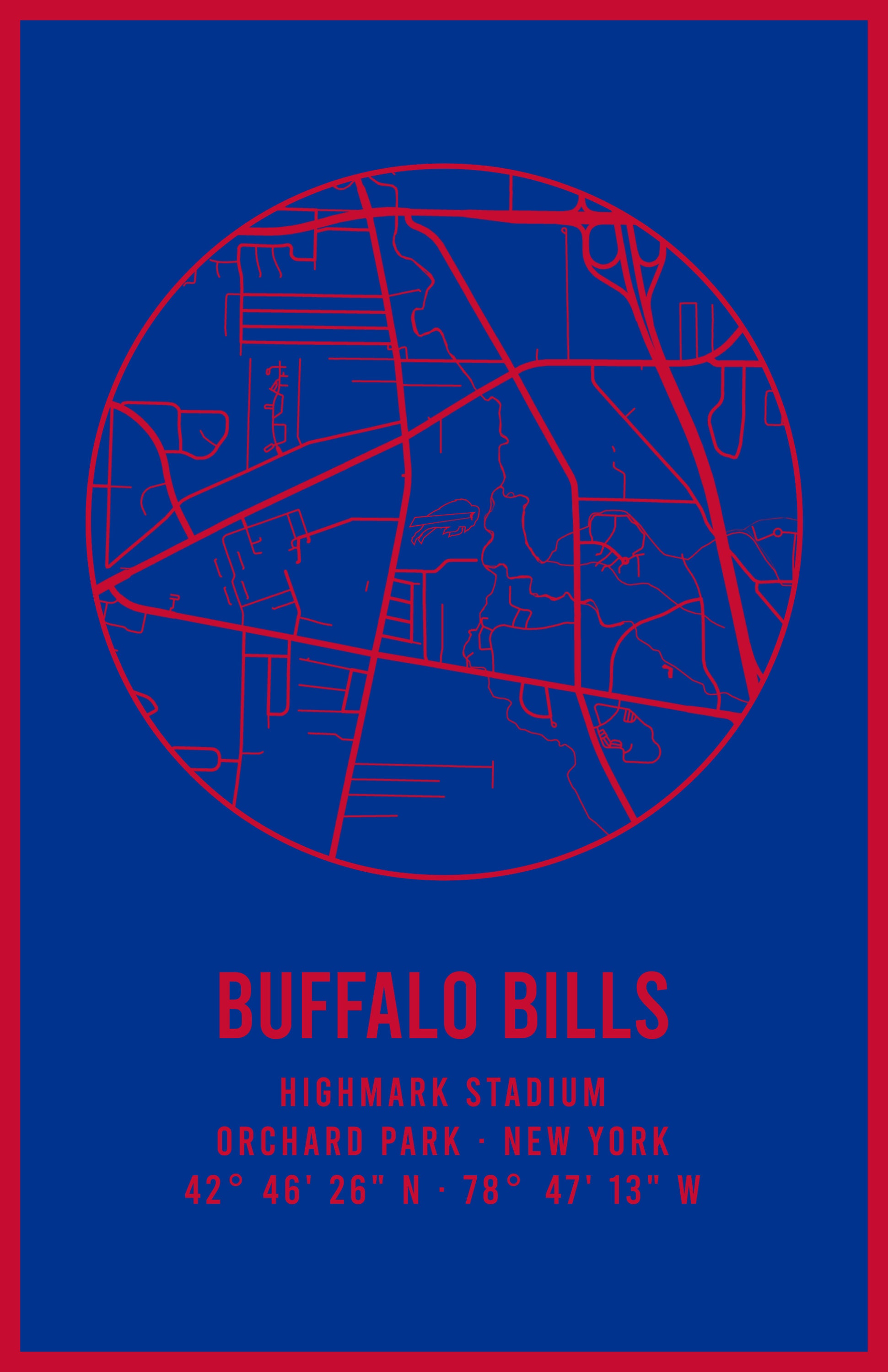 Modern Buffalo Bills Highmark Stadium Map Print NFL Stadium - Etsy