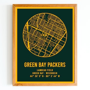 Modern Green Bay Packers Lambeau Field Map Print | NFL Stadion Karte | NFL Geschenk | Geschenk für Fußballfan | Sofortige herunterladbare PDF