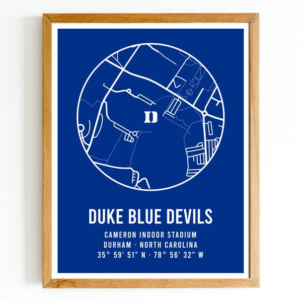 Modern Duke Blue Devils Cameron Indoor Stadium Map Print |  Duke Map | Duke Basketball Gift | Gift for Basketball Fan | Instant Download