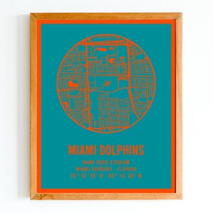 Moderne Miami Dolphins Hard Rock Stadium Map Print | NFL Stadion Karte | NFL Geschenk | Geschenk für Fußballfan | Sofortige herunterladbare PDF