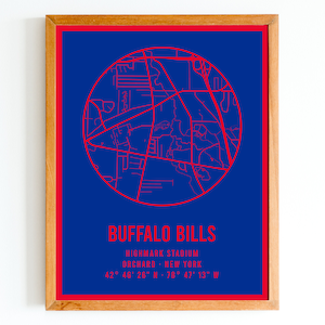 Impression moderne de la carte du stade Highmark des Buffalo Bills | Carte du stade de la NFL | Cadeau NFL | Cadeau pour fan de football | PDF téléchargeable instantanément