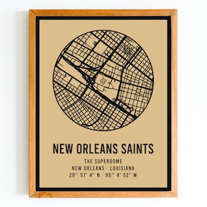 Moderne New Orleans Saints Superdome Karte Print | NFL Stadion Karte | NFL Geschenk | Geschenk für Fußballfan | Sofortige herunterladbare PDF
