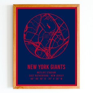 Impression de la carte moderne du stade Metlife des Giants de New York | Plan du stade NFL | Cadeau NFL | Cadeau pour fan de football | PDF téléchargeable instantanément
