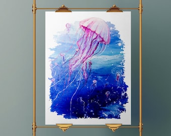 Jellyfish Painted Wall Art Poster