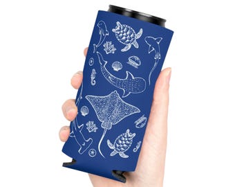 Sea Life Can Cooler - Blue - Slim/Regular