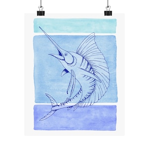 Sailfish - Matte Vertical Posters - Marlin - Wall Art - Deep Sea Fishing Gift - Ocean Lovers - 2 sizes