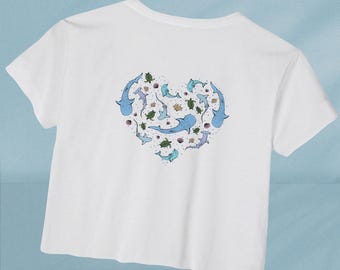 Cropped Tee - Sea Life Heart