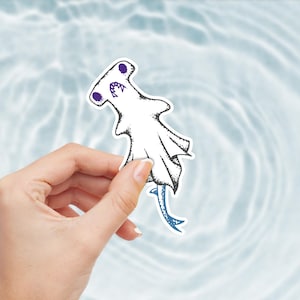 Hammerhead Ghost Sticker | Kiss-Cut Stickers | Under the Sea Trick or Treat | Spooky Shark