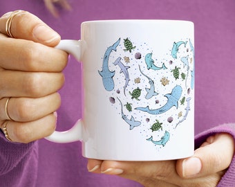 Sea Life Heart Mug
